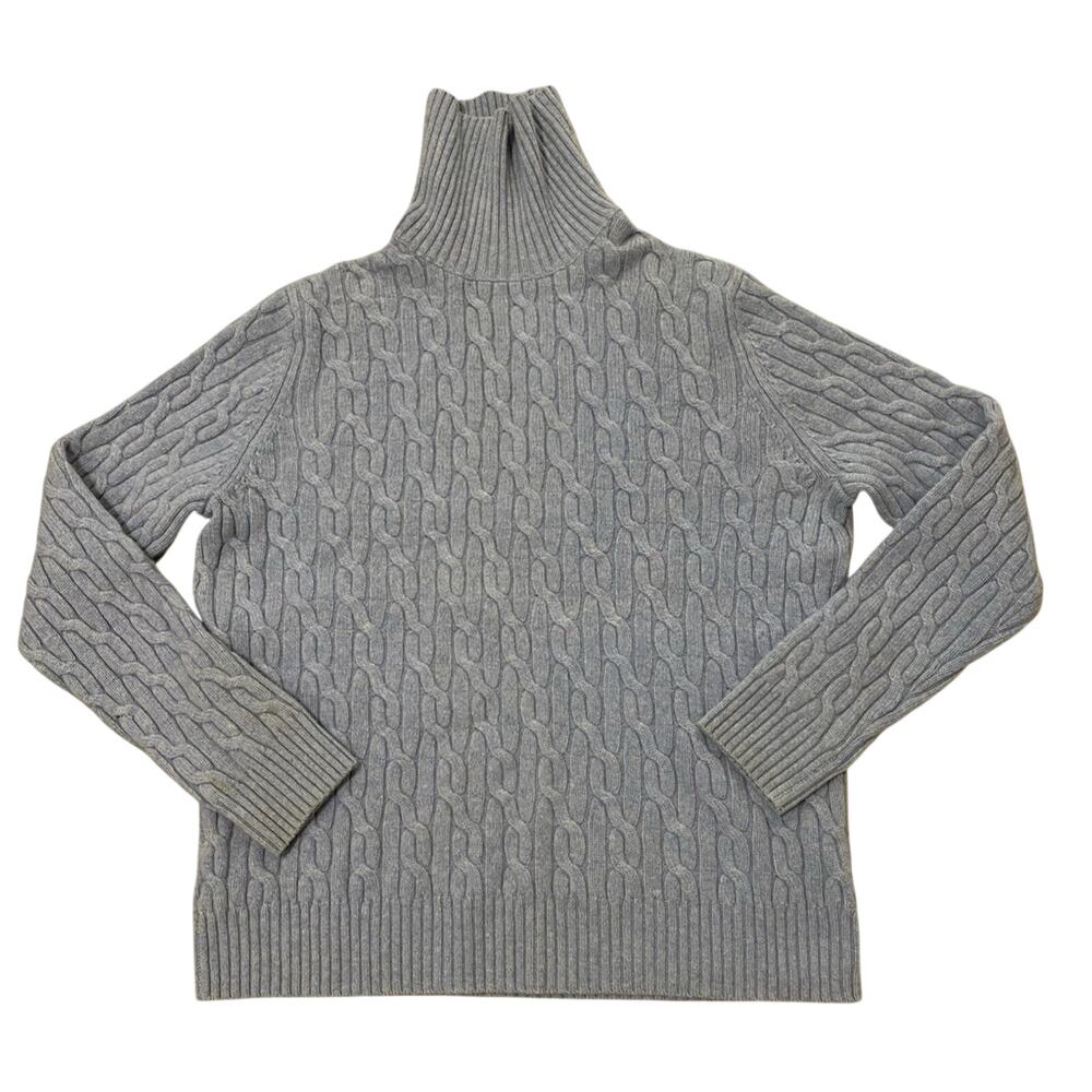 Vtg Brooks Brothers Wool Cashmere Fisherman Cable Knit Turtleneck Sweater Luxury